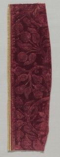 Fragment with Floral Pattern, 1600s. Spain, 17th century. Velvet with two levels of cut pile; silk;