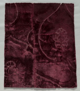Two Velvet Fragments Sewn Together, 1400s. Italy, 15th century. Velvet (cut and voided); overall: