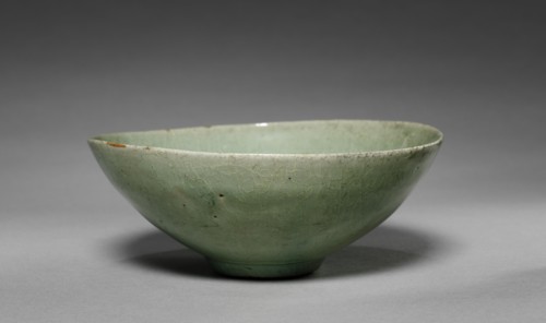 Bowl with Fish and Waves in Relief, 1100s-1200s. Korea, Goryeo period (918-1392). Celadon; overall: