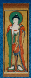 Tathagata Buddha, 1800s. Korea, Joseon dynasty (1392-1910). Hanging scroll; ink and color on paper;