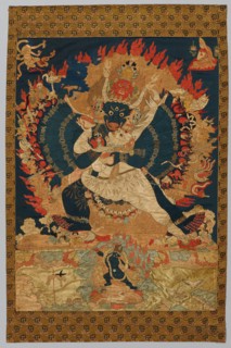Embroidery: Yama and Consort, 18th-19th century. Tibet, 18th-19th century. Embroidery, silk;