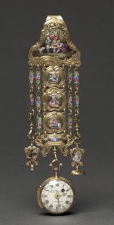 Chatelaine Watch, mid 1800s. Switzerland, 19th century. Metal and enamel; overall: 16.5 cm (6 1/2