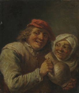 Old Man and Woman, 1700s. Imitator of David Teniers (Flemish, 1610-1690). Oil on wood; unframed: 13