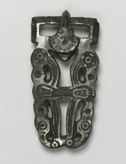 Buckle, 600s. Frankish, Migration period, 7th century. Bronze and silver overlay; overall: 8.3 x 3