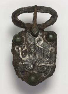 Belt Buckle and Tab, 600s. Frankish, Migration period, 7th century. Iron with silver overlay;