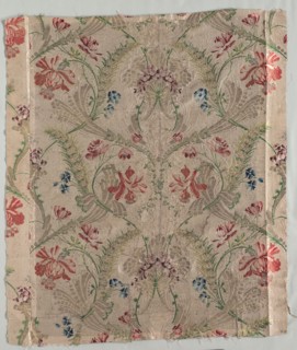 Brocaded Silk, early 1700s. France, early 18th century, late Baroque. Plain compound cloth,