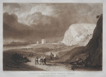 Liber Studiorum:  Martello Towers, near Bexhill, Sussex. Joseph Mallord William Turner (British,