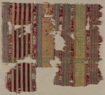 Striped fragment, 1200s - 1300s. Egypt or Syria, Mamluk period, 1200s-1300s. Tabby and fancy weave;