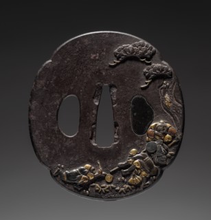 Sword Guard, 1615-1868. Japan, Edo Period (1615-1868). Iron, gold, and mother-of-pearl; overall: 6