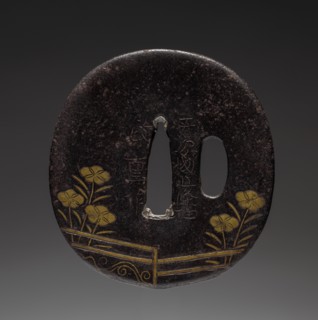 Sword Guard, late 18th century. Japan, Kaga School, Edo period (1615-1868). Iron with brass inlay;