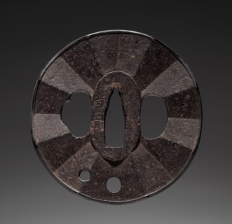 Sword Guard, late 18th century. Japan, Myochin school, Edo period (1615-1868). Iron with gold