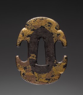 Sword Guard, early 19th century. Japan, Kyoto school, Edo period (1615-1868). Iron with gold inlay;