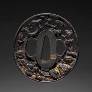 Sword Guard, late 18th century. Japan, Tetsugendo School, Edo period (1615-1868). Iron with gold