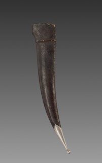 Scabbard for Dagger, 1800s. India, 19th century. Bronze and jade with leather and silver; overall: