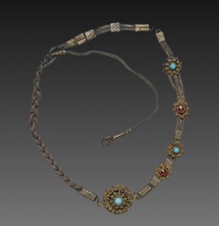Man's Silver Chain, 1800s. Yugoslavia, 19th century. Silver and glass; overall: 48.3 cm (19 in.).