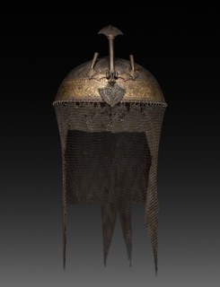 Helmet, 1600s. North India, 17th century. Steel with gold and brass; overall: 9.6 cm (3 3/4 in.);