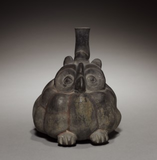 Bottle, 900-1470. Peru, Chimu, 900-1470. Black ware; overall: 16 x 14.2 x 20.2 cm (6 5/16 x 5 9/16