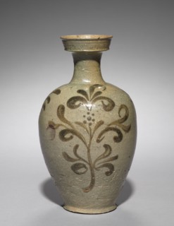 Vase with Floral Design, 1100s. Korea, Goryeo period (918-1392). Celadon with underglaze