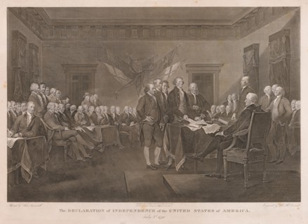Signing the Declaration of Independence. Asher Brown Durand (American, 1796-1886). Etching
