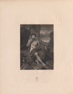 Caius Marius on the Ruins of Carthage. Stephen Alonso Schoff (American, 1818-1905). Engraving