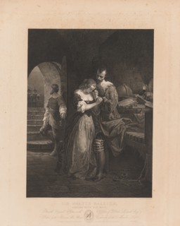 Sir Walter Raleigh Painting with his Wife. Charles Kennedy Burt (American, 1823-1892). Engraving