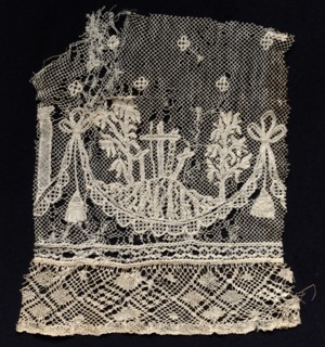 Fragment of a Band with Three Crosses of the Crucifixion, 18th century. Spain, 18th century. Needle