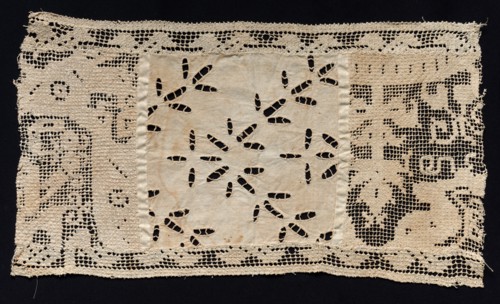 Fragment of Band with Vegetal Motifs, 17th century. Spain, 17th century. Needle lace, filet/lacis