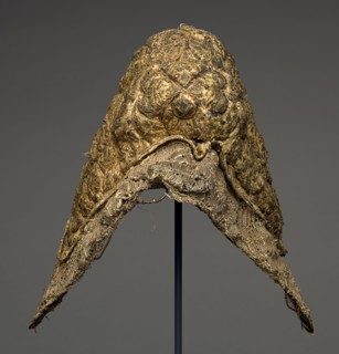 Embroidered Peasant Headdress, 1700s. Germany, Nüremberg, 18th century. Embroidery, gold thread;