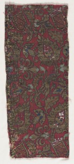 Textile Fragment, 15th century. Spain, Islamic period, 15th century. Lampas weave, satin; silk and