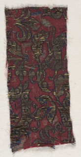 Textile Fragment, 15th century. Spain, Islamic period, 15th century. Lampas weave, satin; silk and