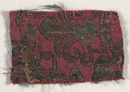Textile Fragment, 15th century. Spain, Islamic period, 15th century. Lampas weave, satin; silk and