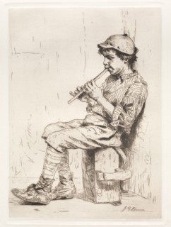Business Neglected. John George Brown (American, 1831-1913). Etching