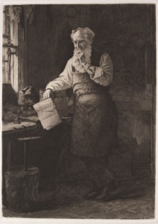 Thinking It Over, 1884. Thomas Waterman Wood (American, 1823-1903). Etching
