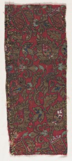 Lampas with undulating vines and lions, late 1400s - early 1500s. Spain, Granada, Nasrid period.