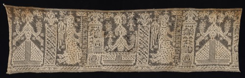 Band with Figures of Women and Angels, 16th-17th century. Italy, 16th-17th century. Needle lace,