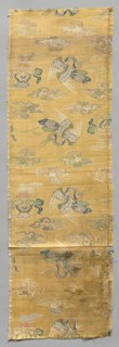 Fragment, 1700s. China, 18th century. Satin ground; silk diasper weave; overall: 73.7 x 21 cm (29 x