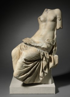 Seated Figure of a Woman, 1-200. Italy, Roman, 1st-2nd Century. Marble; overall: 50.9 x 26.8 cm (20