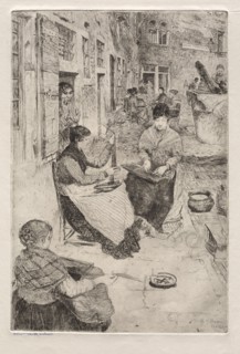 Etchings of Venice: Bead Stringers, 1882. Otto H. Bacher (American, 1856-1909). Etching; plate: 33