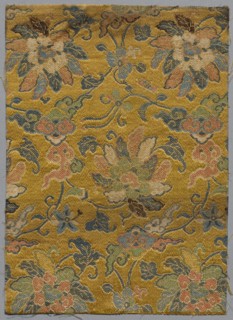 Fragment from Book of Textiles, 18th century. China, 18th century. Satin ground; silk diasper