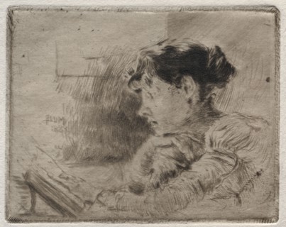 Girl Reading, 1883. Robert Frederick Blum (American, 1857-1903). Etching