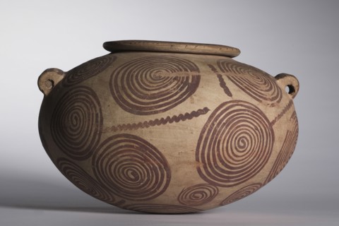 Squat Jar with Lug Handles, c. 3400-3300 BC. Egypt, middle Predynastic Period, Naqada IIb Period.