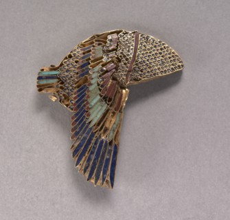 Vulture Headdress Inlay, 100-1 BC. Egypt, Ptolemaic Dynasty. Gold and semi-precious stones;