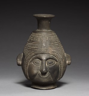 Bottle Vase, c. 1400. Peru, Chimu, late 14th-early 15th Century. Black ware; overall: 18.8 x 14 x
