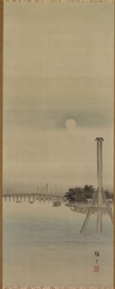 Night Scene on the Sumida River, 1800s. Ando Hiroshige (Japanese, 1797-1858). painting only: 93.4 x