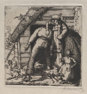 La Poulailler attrape la plus grosse. Auguste Louis Lepère (French, 1849-1918). Etching
