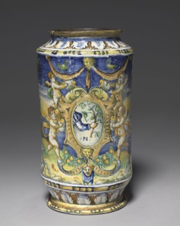 Storage Jar, c. 1510. Workshop of Domenico da Venezia (Italian). Tin-glazed earthenware (maiolica);