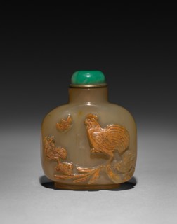 Snuff Bottle, 1644-1912. China, Qing dynasty (1644-1911). Glass and jade; overall: 7.7 cm (3 1/16