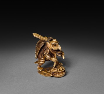 Tengu Travelling as a Priest, 19th century. Japan, Edo Period (1615-1868). Ivory; overall: 3.9 cm
