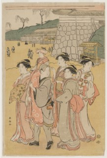 Women Accompanying a Girl to a Shrine, early 1790s. Katsukawa Shuncho (Japanese). Color woodblock