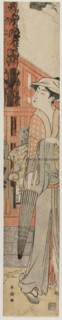 Young Woman Standing Beside a Pine Tree Within the Precincts of a Temple, c. late 1780s. Katsukawa